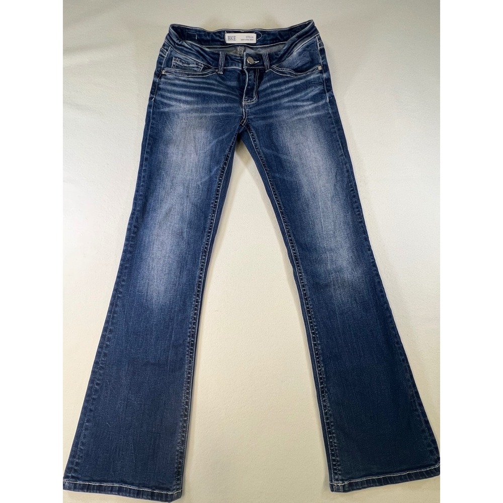 BKE Stella Slim Fit Low Rise Bootcut Jeans Dark Wash Blue 28x31.5